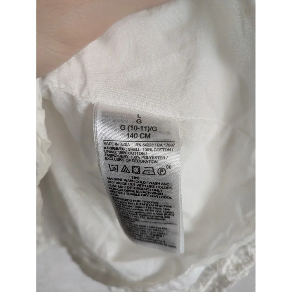 Gap Tiered Eyelet Lace Dress Girl's Size L 10-11 White Flutter Sleeve Boho